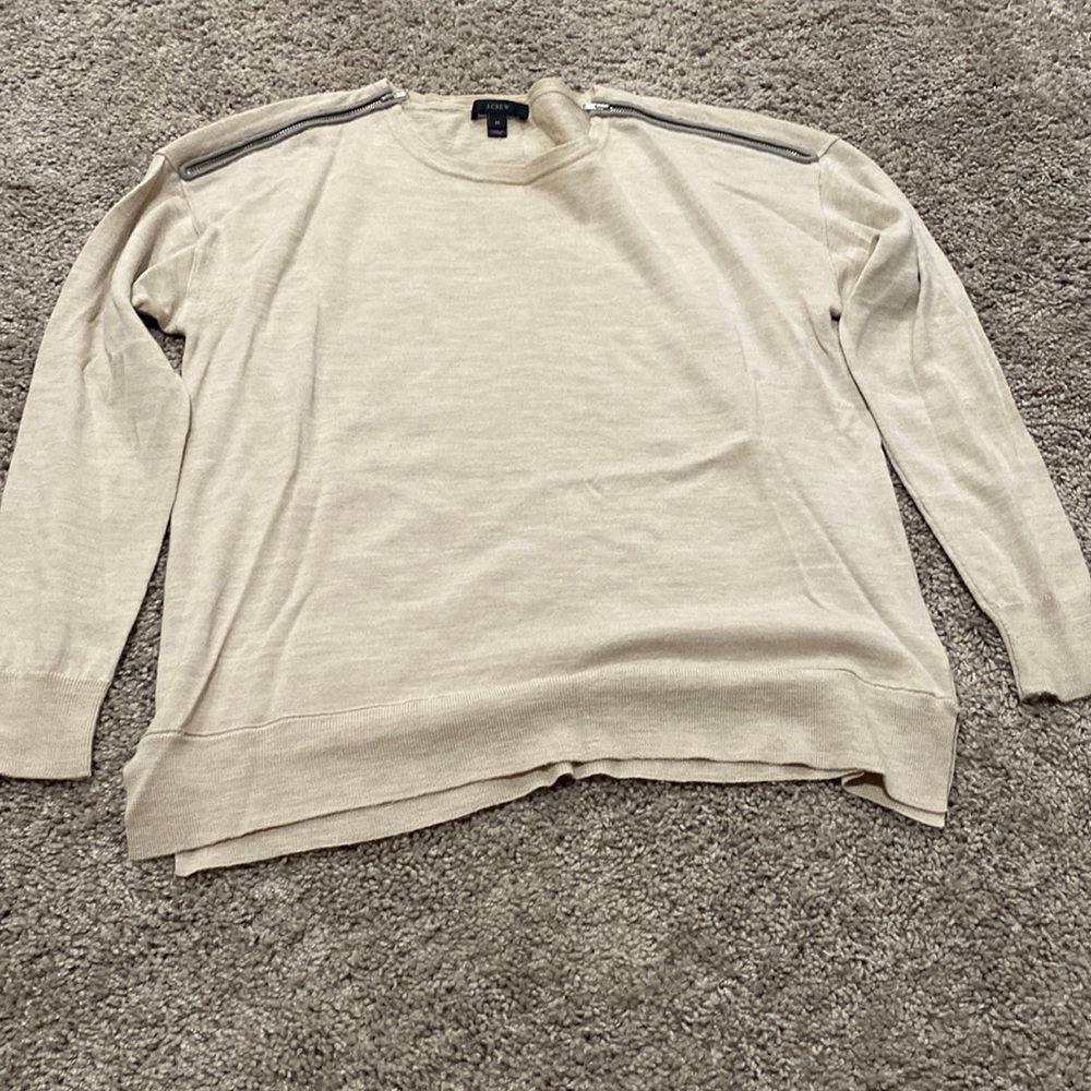Jcrew cream sweater with zipper detail